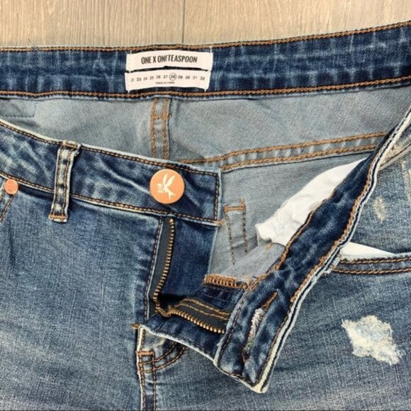 Free People One Teaspoon Freebirds Skinny Jeans Crop Blue indigo Straight leg - Picture 14 of 16